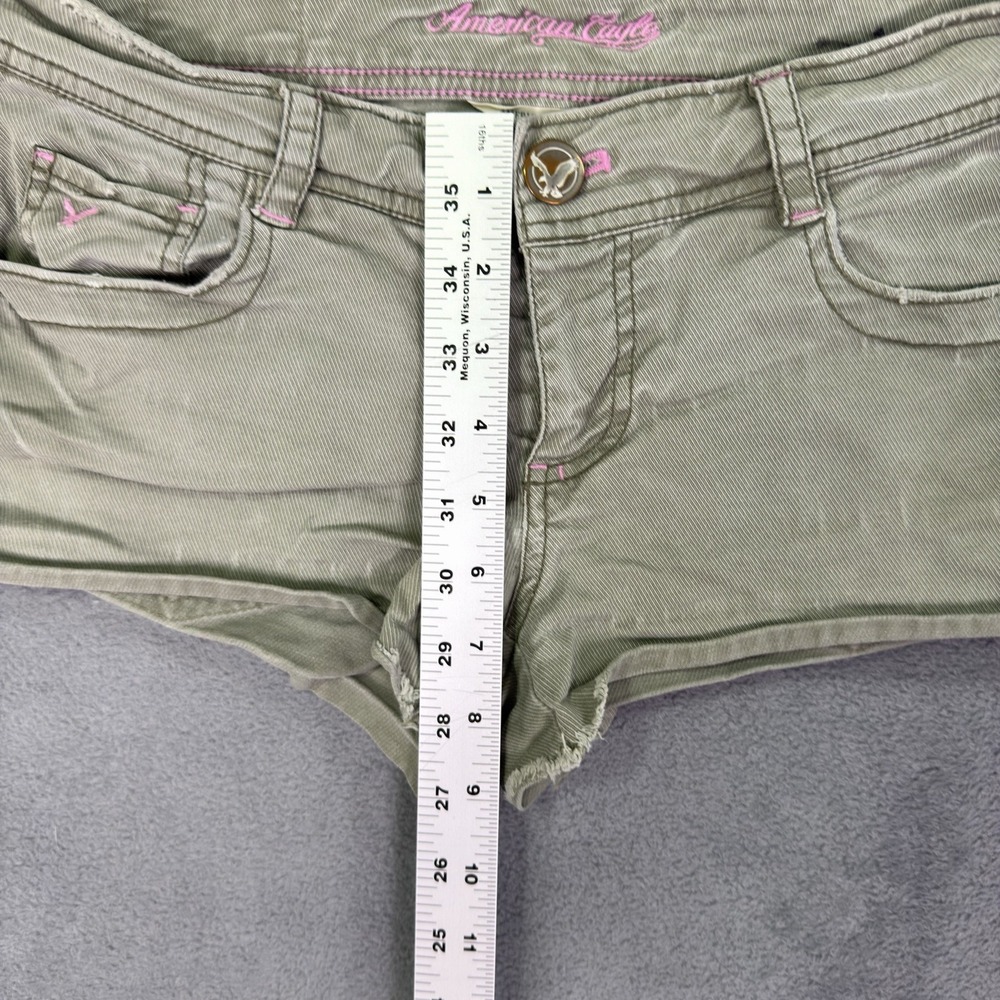 American Eagle Shorts Womens 0 Army Green Low Rise 2" Inseam Stretch Rhinestone - Picture 4 of 8